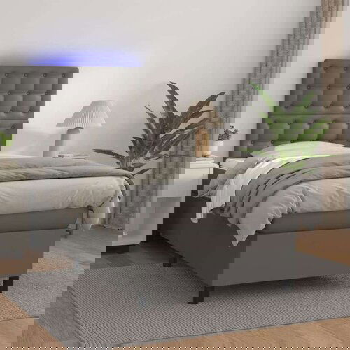  Box spring s madracem LED sivi 90x190 cm od umjetne kože Cene