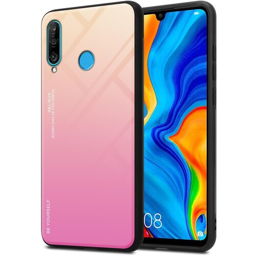 Cadorabo Ohi&scaron;je, združljiv s Huawei v rumeni - roza - dvobarvni za&scaron;čitni pokrov iz silikona TPU in hrbta iz kaljenega stekla, (20572668) Cene