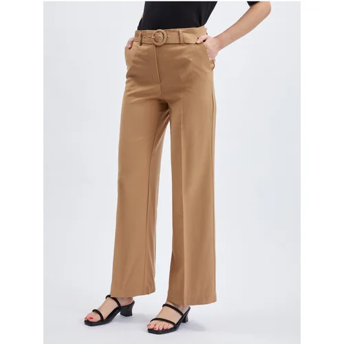 Orsay Light brown ladies trousers with belt - Women