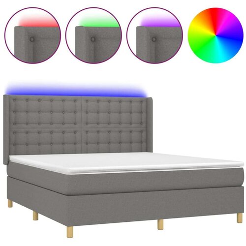  Krevet box spring s madracem LED tamnosivi 160x200 cm tkanina Slike
