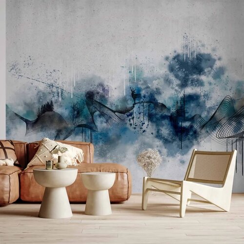  Foto tapeta - Abstract wave - minimalist composition with blue pattern 150x105 Cene