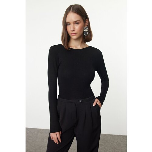 Trendyol Black Backless Slim/Fitting Regular/Normal Length Knitted Blouse Slike