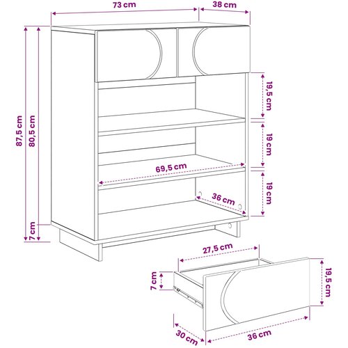  Ormarić za cipele 73 x 38 x 87,5 cm Konstruirano drvo Slike