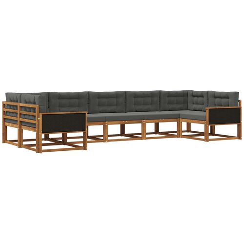 vidaXL Zunanja garnitura za sedenje 7 pcs Naravna in antracitna, (5000280060) Cene