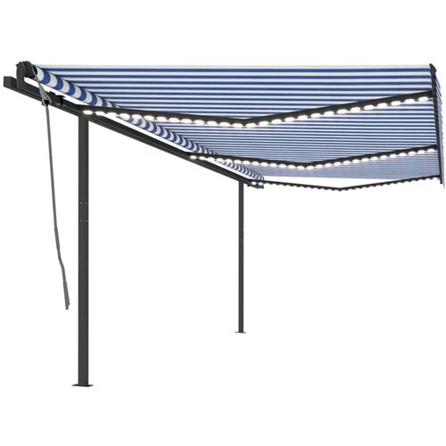vidaXL Automatska tenda sa senzorom za vjetar LED 6 x 3 m plavo-bijela Cene