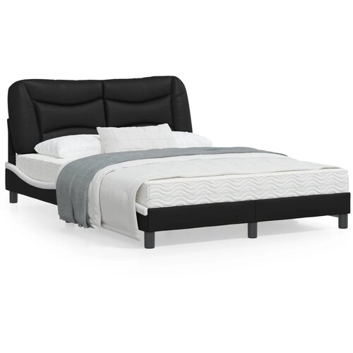 VidaXL Okvir kreveta s uzglavljem crno-bijeli 120x200 cm umjetna koža Slike