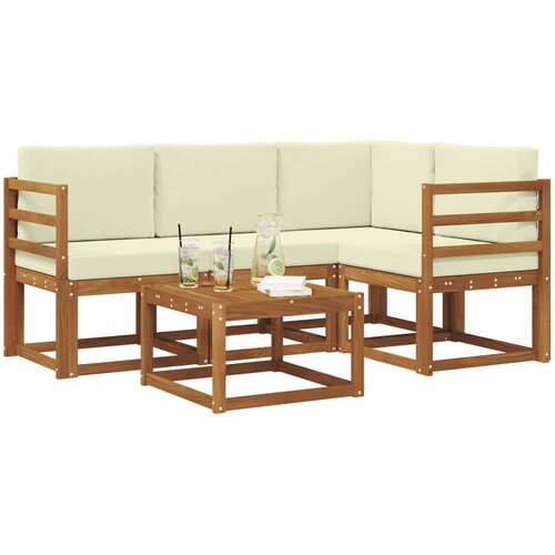  Set vanjskih sofa 5 kom. Prirodna i krem Slike
