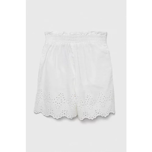 Guess Dječje lanene kratke hlače boja: bijela, glatki materijal