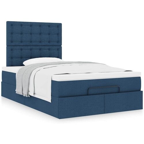 VidaXL Otomanski okvir kreveta s madraca plavi 120x200cm od tkanine Slike