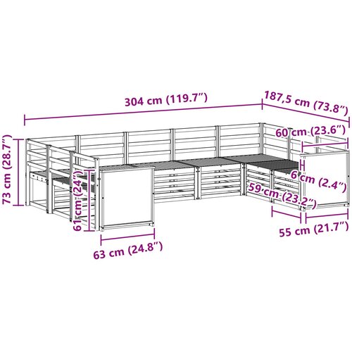  Set vanjskih sofa 7 kom. Prirodna Čvrsto drvo akacije Smeđa Slike