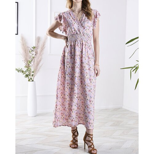 Resti Pink women's floral midi dress - Clothing Cene