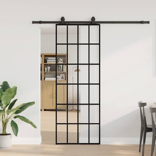 VidaXL drsna vrata z opremo črna 76x205 cm esg steklo Slike