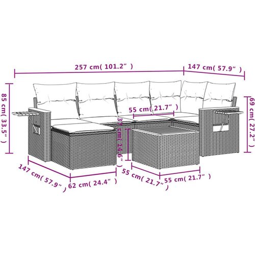 VidaXL 7-dijelni set vrtnih sofa sivi od poliratana Slike