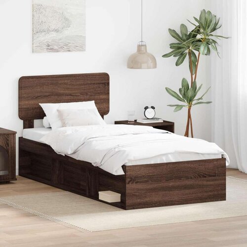  Konstrukcija postelje Rjav hrast 90 x 190 cm Masivno borovo les, (5000103051) Cene