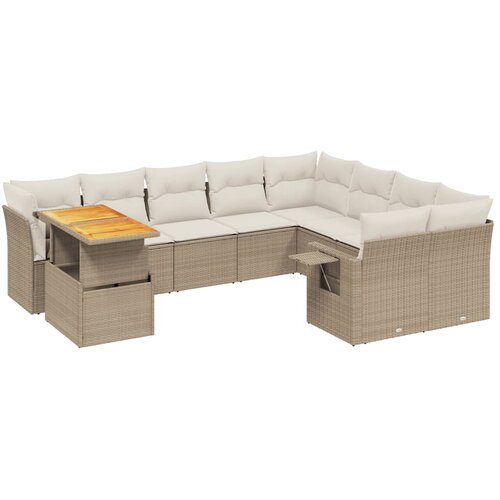 vidaXL 10-dijelni set vrtnih sofa s jastucima bež od poliratana Cijene