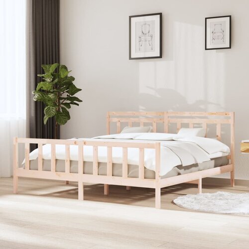 The Living Store Posteljni okvir iz trdnega lesa 200x200 cm - Posteljni Okvir, (21526182) Slike