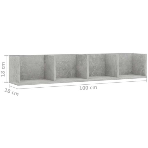  Polica za CD-ove boja betona 100 x 18 x 18 cm drvena Slike