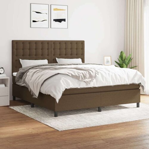  Box spring postelja z vzmetnico temno rjava 160x200 cm blago, (20884314) Slike