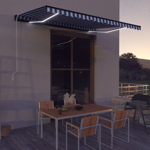 VidaXL Ročno zložljiva tenda z LED lučmi 500x300 cm modra in bela Slike