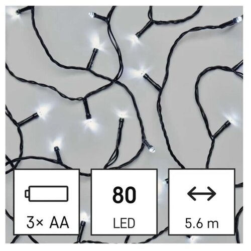 Emos LED božićna girlanda za spolja&scaron;nju upotrebu 80xLED/3xAA 6,1m IP44 hladna bela Cene