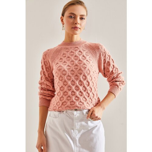 Bianco Lucci women's square patterned knitwear sweater Slike
