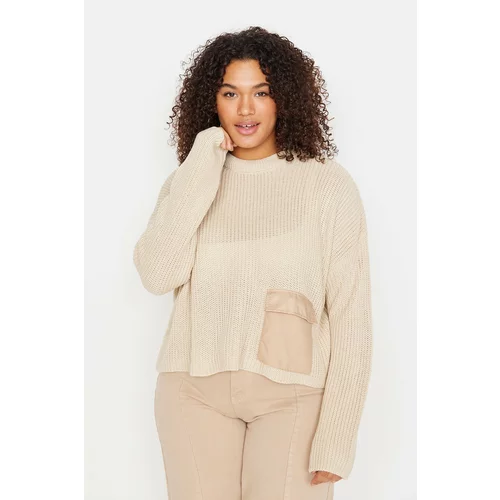 Trendyol Curve Plus Size Sweater - Beige - Relaxed fit