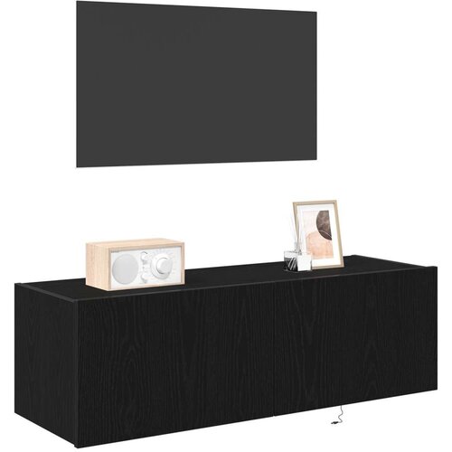  zidni ormar s LED svjetlima Crni hrast 100x35x31 cm Slike