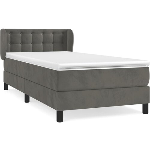 VidaXL Box spring postelja z vzmetnico temno siv 90x190 cm žamet, (20902432) Slike
