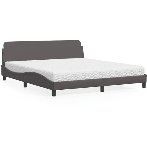 VidaXL Postelja z vzmetnico siva 180x200 cm umetno usnje Slike