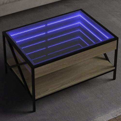 vidaXL Klubska mizica z neskončnimi LED sonoma hrast 70x50x38 cm Cene