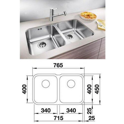 Blanco sudoper SUPRA 340/340-U INOX 18/10, bez dalj.upr. Cijene