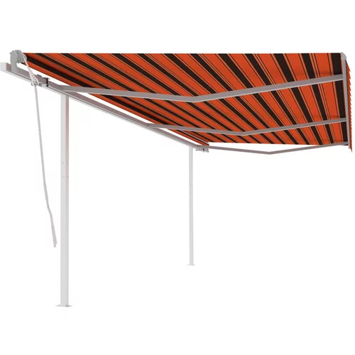  Ročno zložljiva tenda s stebrički 6x3 m oranžna in rjava