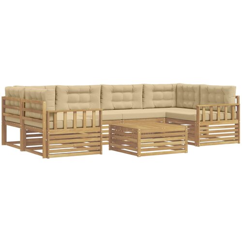  Set vanjskih sofa 7 kom. Bijela i bež Poliester Slike