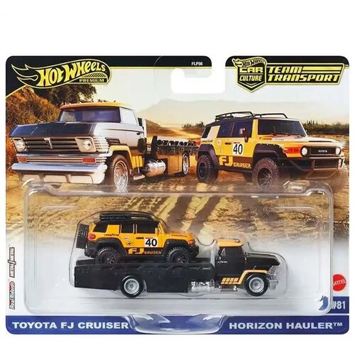 Mattel Hot Wheels: Horizon Hauler Premium tovornjak za prevoz avtomobilov in Toyota FJ Cruiser avtomobilček 1/64 - Cene