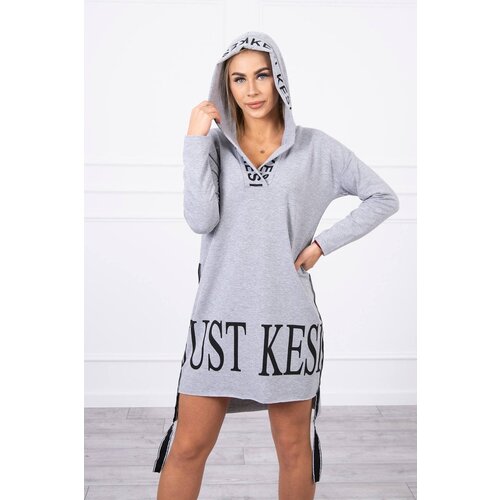Kesi Dress with a hood and a gray print Slike