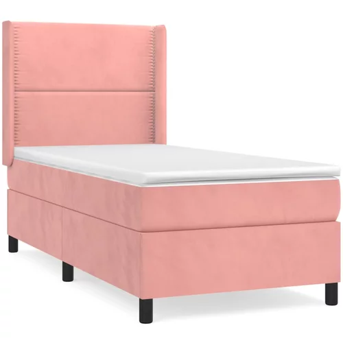 vidaXL Box spring postelja z vzmetnico roza 80x200 cm žamet, (20897177)