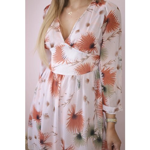 Kesi Airy dress with a floral motif in powder pink Cene