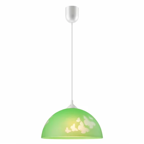 LAMKUR Zelena otroška svetilka s steklenim senčnikom ø 30 cm Mariposa –