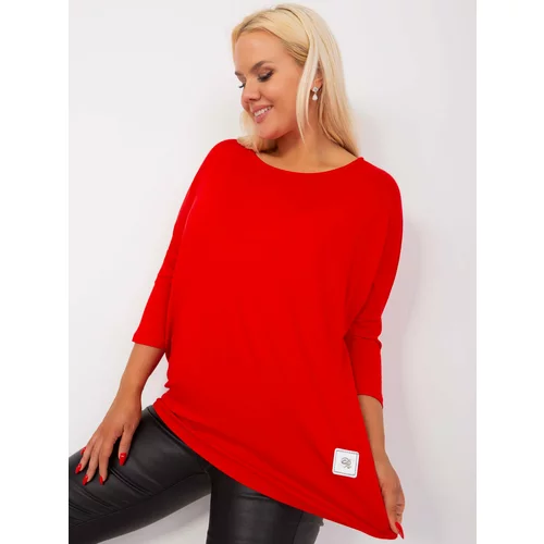 Fashionhunters Red basic cotton blouse plus sizes