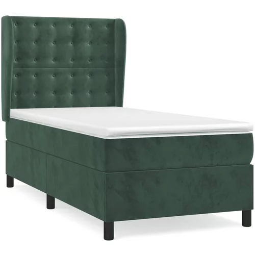 vidaXL Box spring postelja z vzmetnico temno zelena 80x200 cm žamet, (20899432)