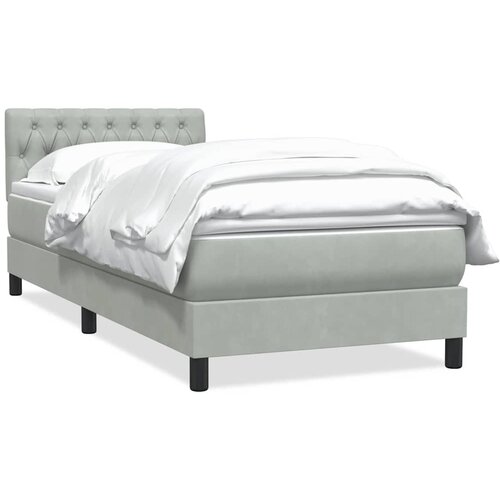 VidaXL Box spring postelja z vzmetnico svetlo siva 80x220 cm žamet, (21790820) Slike