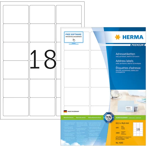 Herma Samolepilne etikete Superprint 4265, (63,5 x 46,6 mm), 100/1 (L7161-100)