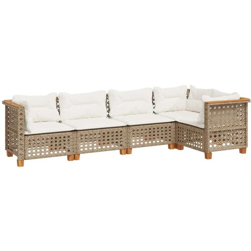 VidaXL 5-dijelni vrtni set sofa s jastucima bež od poliratana Slike