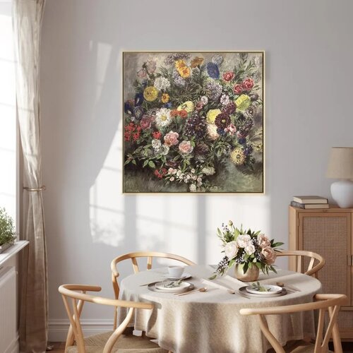  Slika - Eug&amp;egrave;ne Delacroix &amp;ndash; Bouquet of Flowers 40x40 U prirodnom drvenom okviru Slike