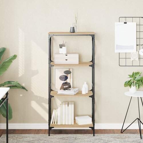  The Living Store Knjižna omara 4-nadstropna sonoma hrast 59x35x132 cm inž. les - Knjižna Omara, (21554353) Cene