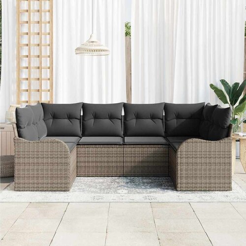  Sjedeća garnitura za vrt 6 kom. Siva Poli ratan 121 x 61.5 x 69 cm Slike