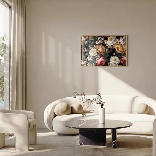 Plakat Colorful Flowers on a Black Background 90x60 Zlatni okvir Cene