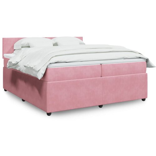 vidaXL Box spring postelja z vzmetnico roza 200x200 cm žamet Cene