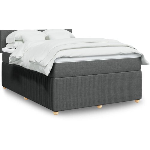 VidaXL Krevet s oprugama i madracem tamnosivi 140x190 cm od tkanine Slike