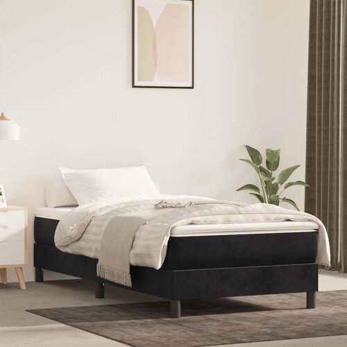 vidaXL Vzmetnica z žepkasto vzmetjo črna 90x220x20 cm žamet Cene